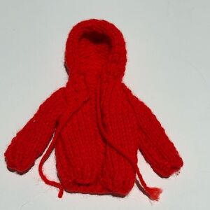 Barbie Doll Red Hand Knit Sweater Jacket With Hood